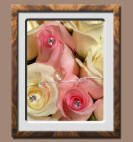 Wedding Bouquet Close Up - Cream and Pink Roses